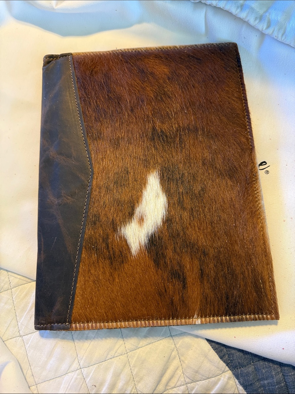 Stockman Brown Hair-On Leather with White Accent